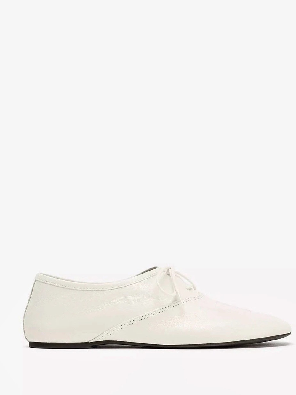 Zara White Genuine Leather Lace-Up Loafers Size 9 New